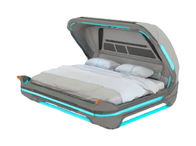Retro scifi bed 3D model, AI generated