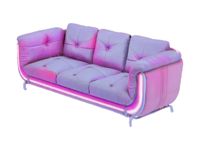 Retro sci-fi couch 3D model, vytvořený pomocí AI