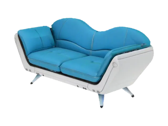 Retro sci-fi couch 3D model, vytvořený pomocí AI