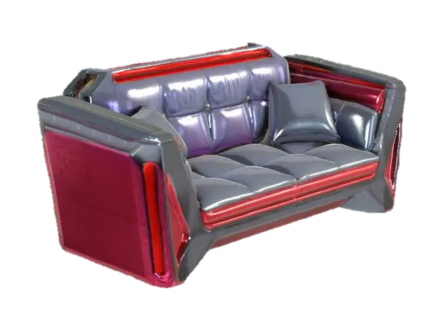 Retro sci-fi couch 3D model, vytvořený pomocí AI