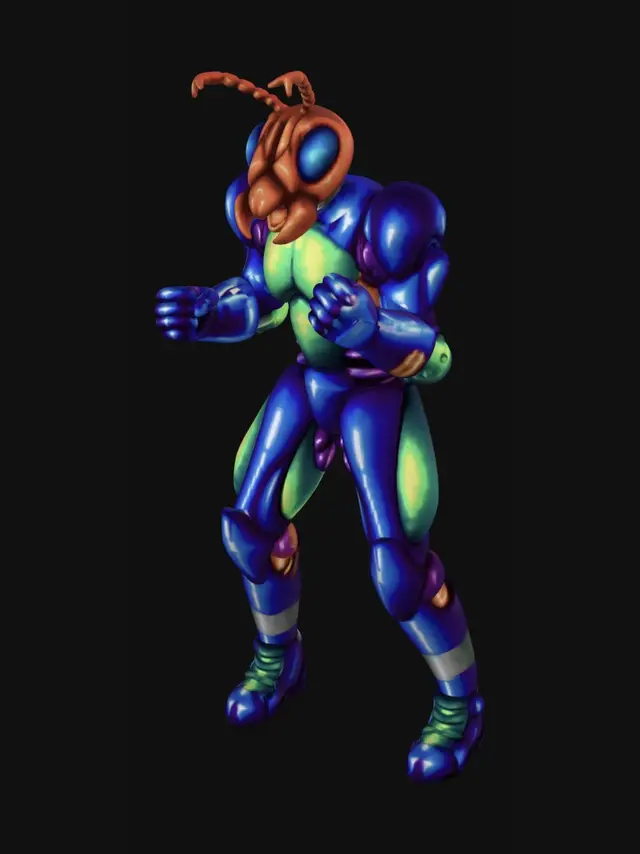 3D model for Blue Armored Space Warrior