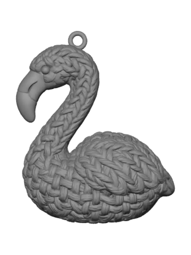 3D model for Pink Flamingo Crochet Plush Ornament