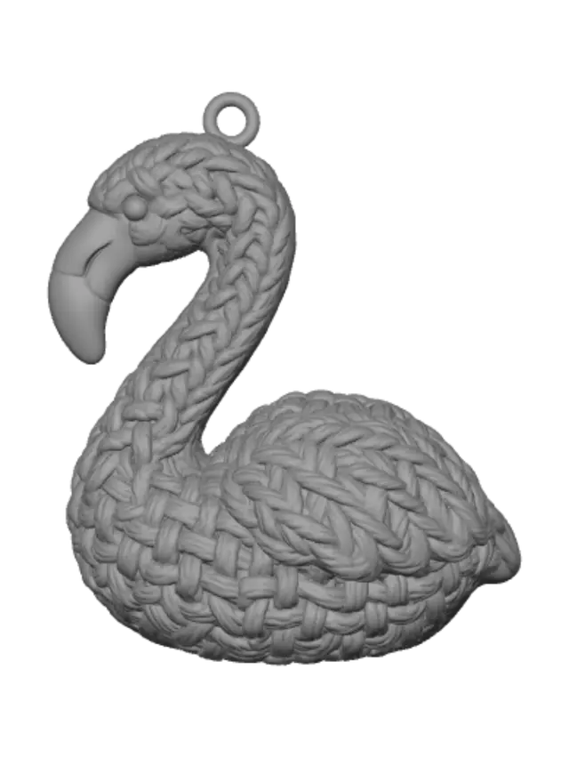 3D model for Pink Flamingo Crochet Plush Ornament