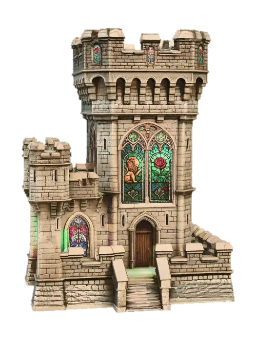 Stained Glass Fortress - Church 3D model, vytvořený pomocí AI