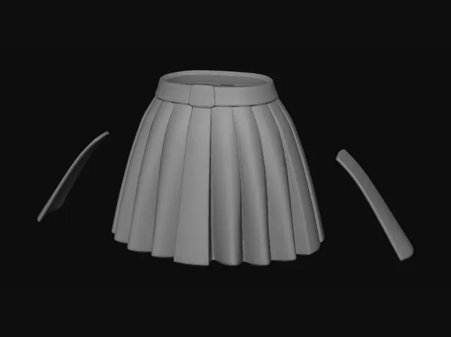 3D model for Beige Pleated Skirt