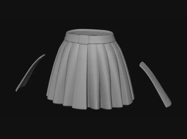 3D model for Beige Pleated Skirt