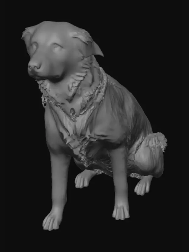 3D model for Dog in a Meadow of Tall Grass