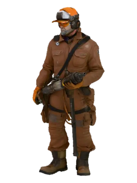 Belter outer space miner character inspired by the television show "The Expanse"… - Holding 3D model, vytvořený pomocí AI
