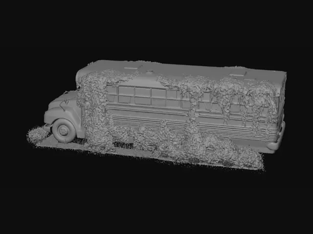 3D model for Abandoned Bus Overgrown with Vegetation