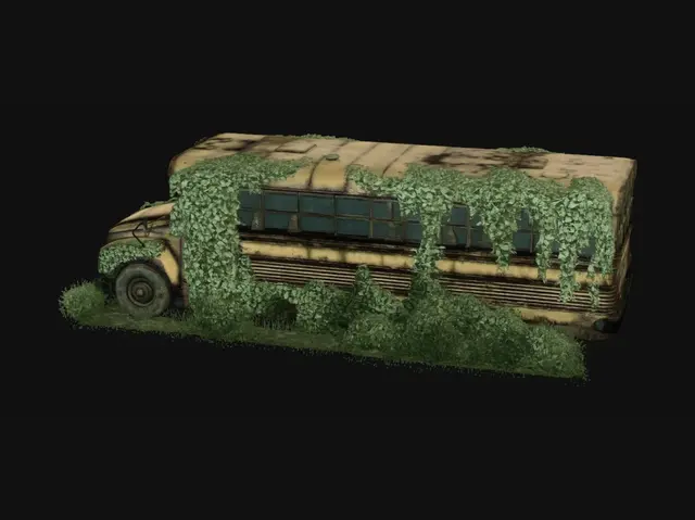 3D model for Abandoned Bus Overgrown with Vegetation