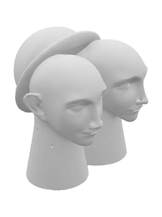 3D model for The sculpture consists of simple, smooth columns with a basic sculpted face on top. The face is minimalist, featuring just basic facial features like eyes, nose, and mouth, with soft curves and minimal detail. The columns are plain, giving the sculpture a clean, modern look. The overall design is abstract and straightforward, with no complex details, focusing on simplicity and elegance.