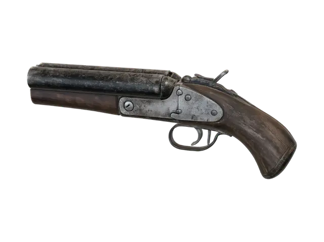 Rusty Double-Barrel Flintlock Pistol - Zombicide 3D model, vytvořený pomocí AI