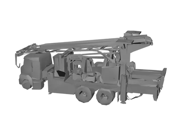 3D model for Rusty Red Crane Truck