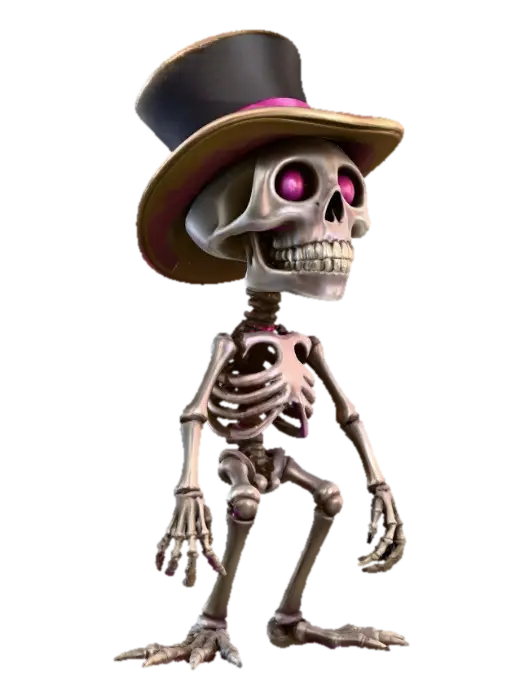 Top Hat Skeleton in Wonderland, #Halloween2025# 3D model, vytvořený pomocí AI