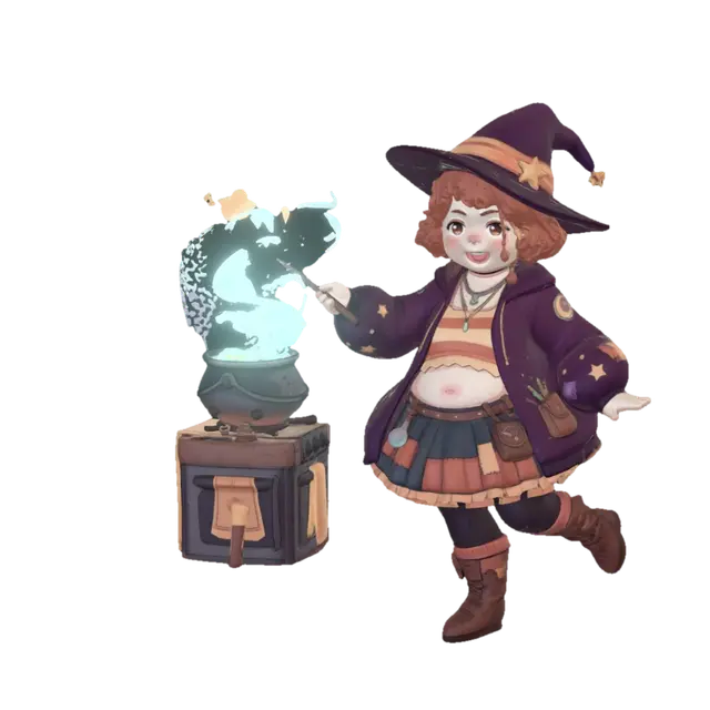 Cozy Kitchen Witch - Cosy 3D model, vytvořený pomocí AI