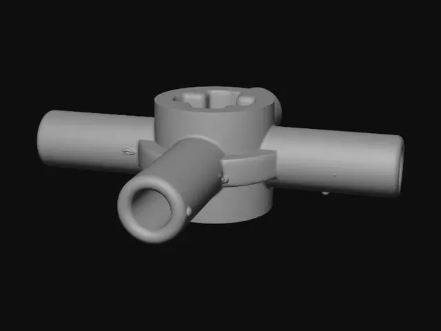 3D model for Red four-way pipe connector