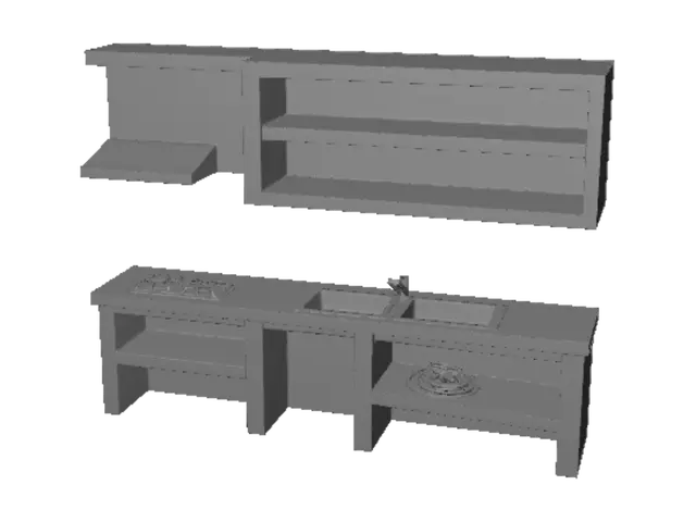 3D model for Modular Kitchen Layout