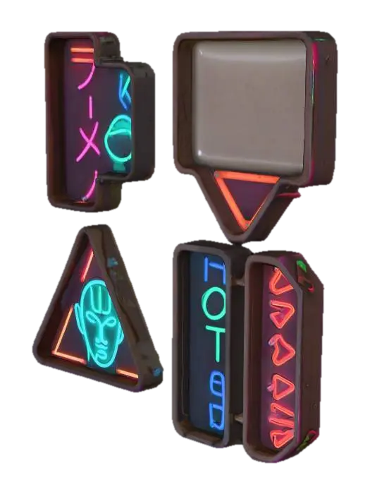 Neon Sign Collection - Alphabet 3D model, vytvořený pomocí AI
