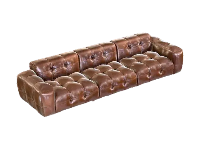 Brown Tufted Sofa - Comfortable 3D model, vytvořený pomocí AI