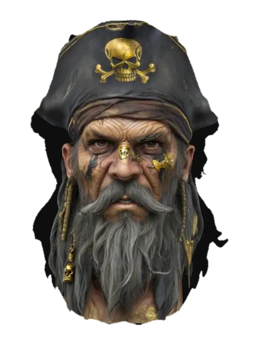 Pirate's Gaze, #ocean# - Sailor 3D model, vytvořený pomocí AI