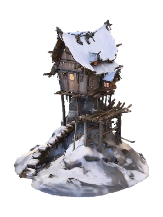 Frozen Retreat 3D model, vytvořený pomocí AI