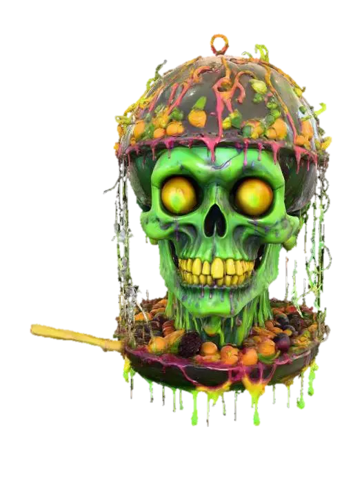 Toxic Fruit Skull, #Halloween2025# 3D model, vytvořený pomocí AI