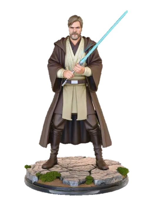 Jedi Master in Study - Lightsaber 3D model, vytvořený pomocí AI