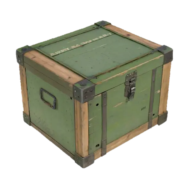 Army Crate 3D model, vytvořený pomocí AI
