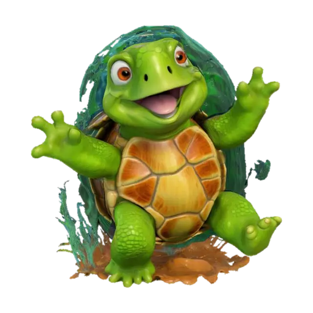 Splashy Turtle Adventure, #ocean# - Splash 3D model, vytvořený pomocí AI
