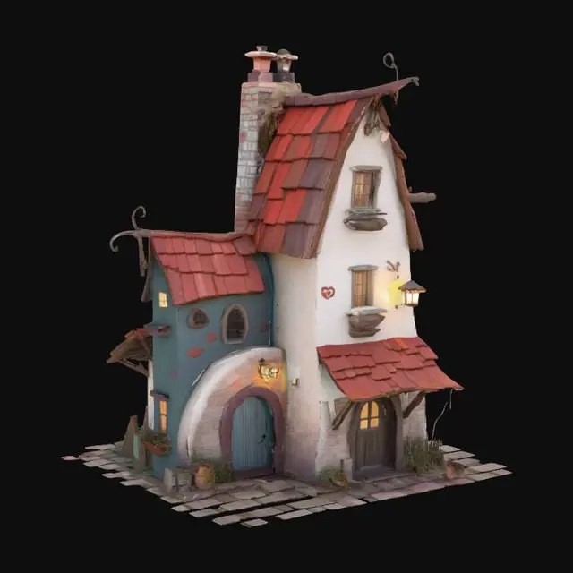 3D model for Whimsical Cottage, #SketchTo3D#