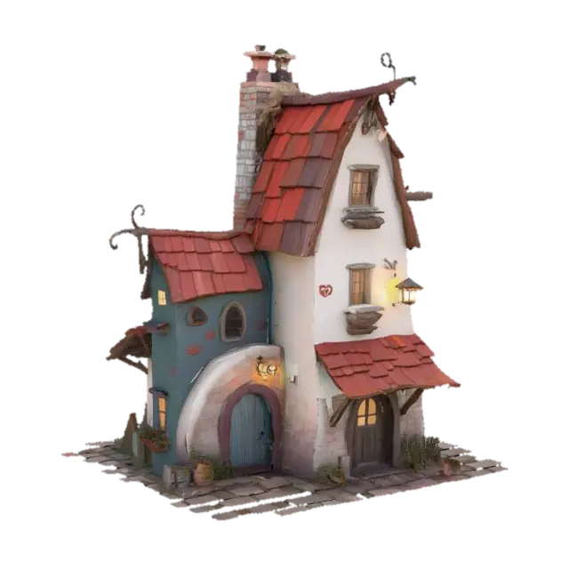 3D model for Whimsical Cottage, #SketchTo3D#