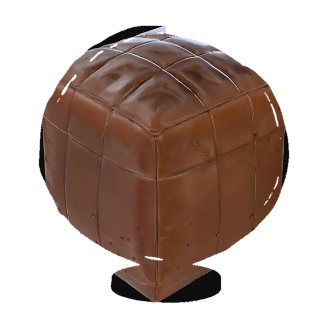 Brown Leather Pouf - Ottoman 3D model, vytvořený pomocí AI