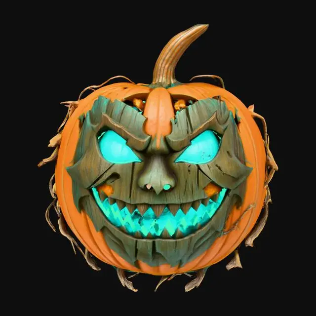 3D model for Grinning Wood Carved Pumpkin, #Halloween2025#