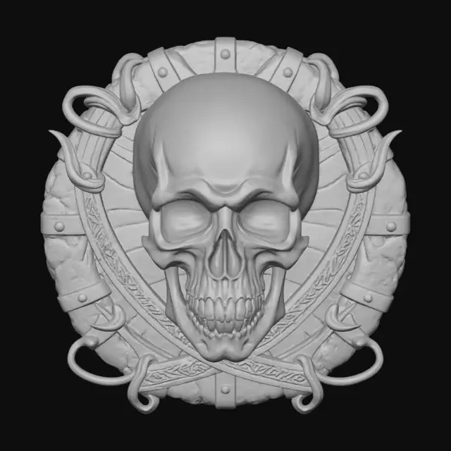 3D model for Skull and Swords Emblem, #Halloween2025#