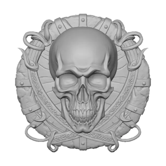 3D model for Skull and Swords Emblem, #Halloween2025#