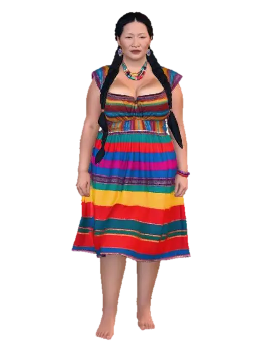 Tibetan woman 2 - Colors of Tradition 3D model, vytvořený pomocí AI