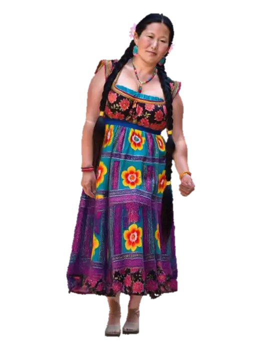 Tibetan woman 7 - Braided in Bloom 3D model, vytvořený pomocí AI