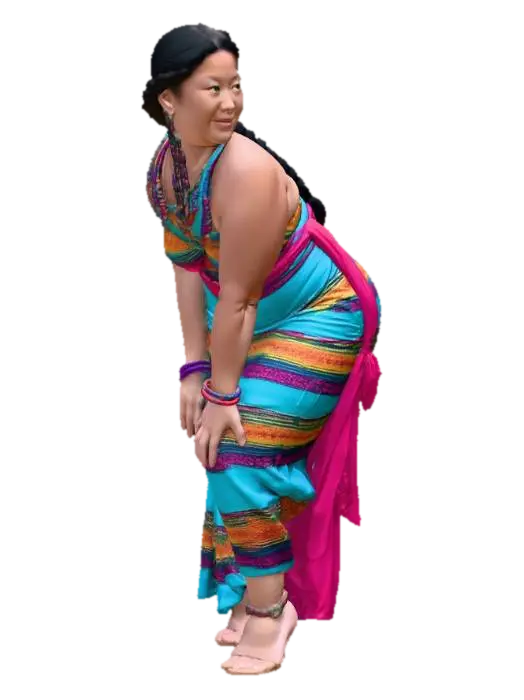 Tibetan woman 8 - Vibrant Roadside Portrait 3D model, vytvořený pomocí AI