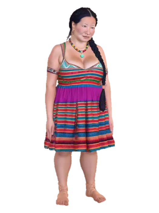 Tibetan woman 13 - Vibrant Traditions in Color 3D model, vytvořený pomocí AI