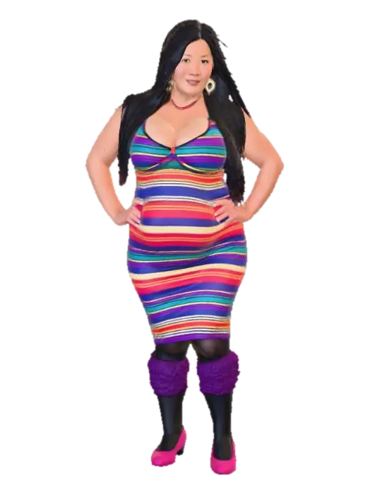 Tibetan woman 15 - Rainbow Striped Confidence 3D model, vytvořený pomocí AI