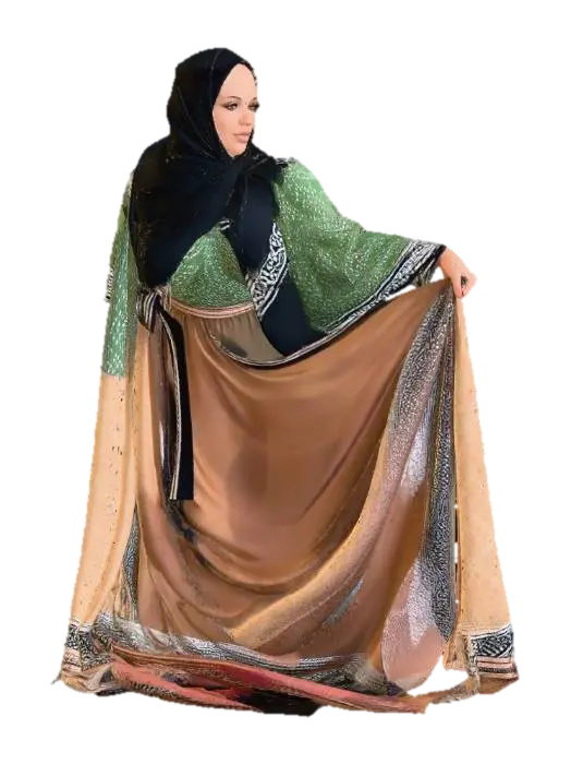 Arab woman 3 - Emerald Silk Embrace 3D model, vytvořený pomocí AI