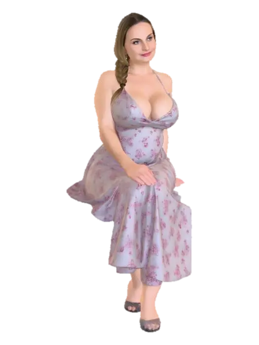 romanian woman 3 - Floral Slip Dress Portrait - Braid 3D model, AI generated