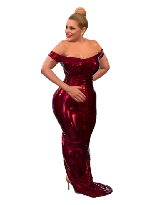 Blonde 8 BV - Red Sequin Elegance - Sparkling 3D model, vytvořený pomocí AI