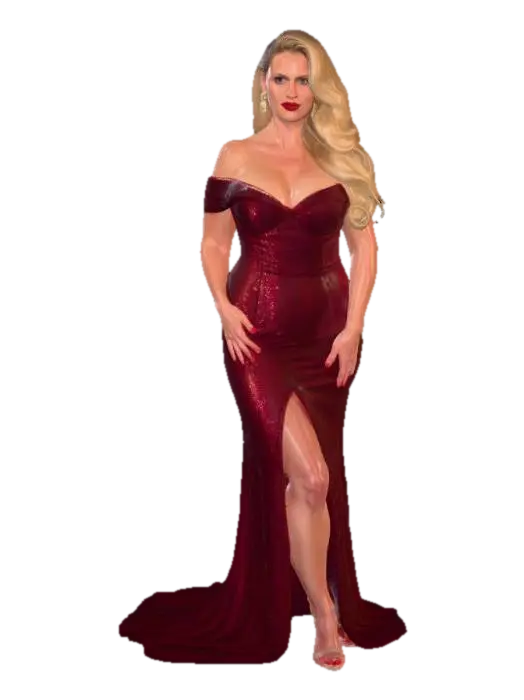 Blonde 9 BV - Crimson Sequin Evening Gown - Sparkling 3D model, vytvořený pomocí AI
