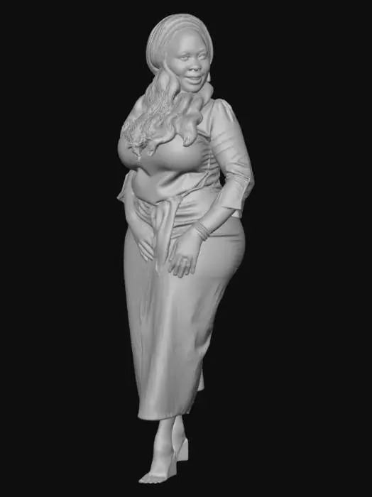 3D model for Nigerien woman 4 BV - Red Elegance in Ankara Headwrap