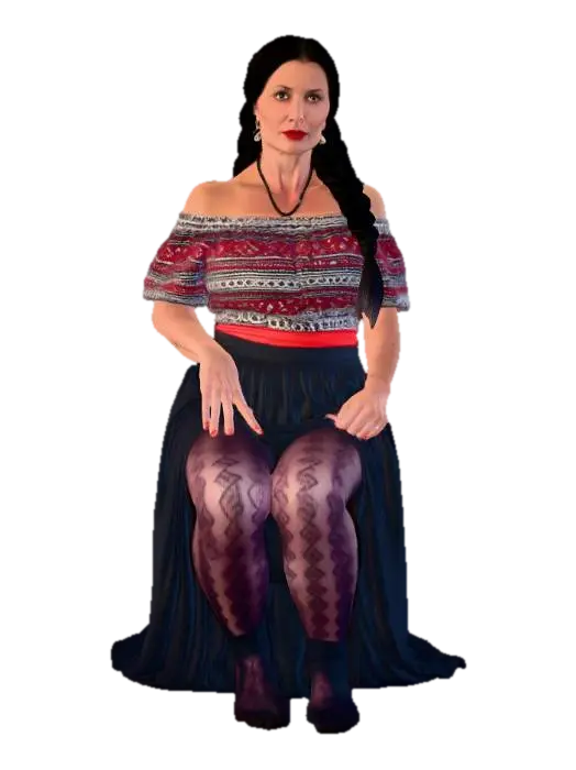 Gypsy woman 6 - Bohemian Portrait in a Tent - Braid 3D model, AI generated