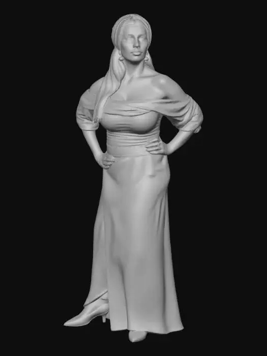 3D model for Gypsy woman 7 - Scarlet Turban and Leopard Shawl