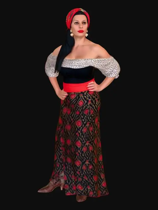 3D model for Gypsy woman 7 - Scarlet Turban and Leopard Shawl