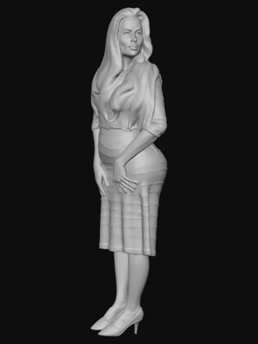 3D model for Black haired woman BV - Crimson Stripes