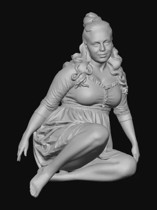3D model for Black haired woman 5 BV - Pin-Up in Red Dots